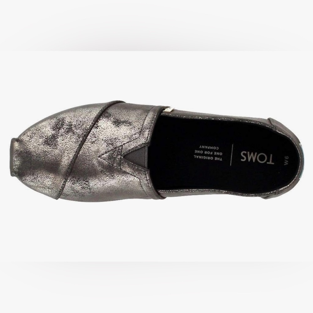 TOMS Alpargata 3.0 Slip On Shoes Forged Iron Shiny Gold Flats Size 9.5 Sparkle